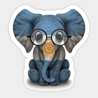 Baby Elephant with Glasses and Argentine Flag Sticker